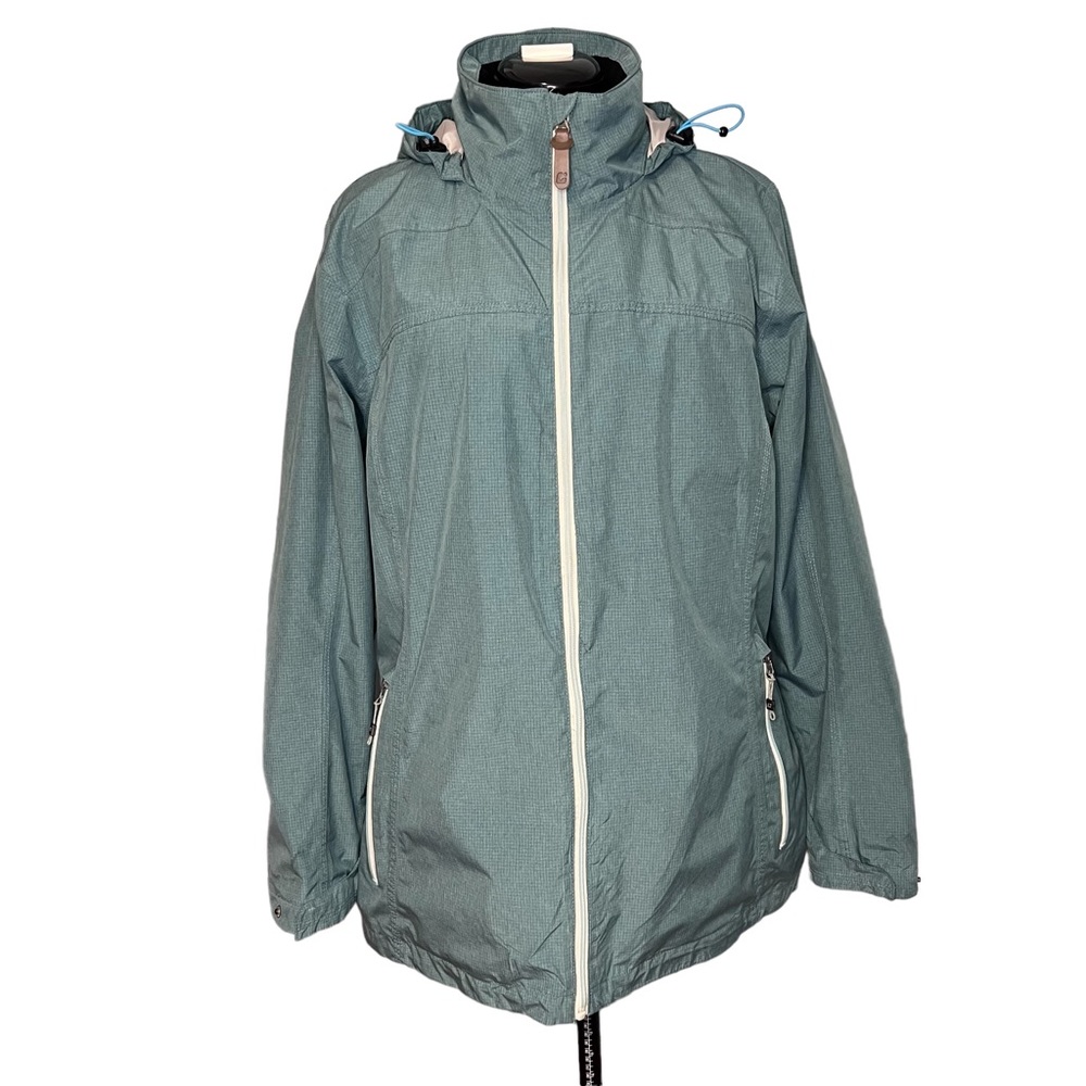Light Teal Waterproof Hooded Jacket - Women's Windbreaker